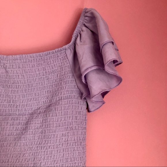 Purple Off-the-Shoulder Top with Ruffles - Picture 6 of 11